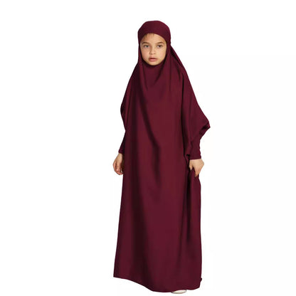 Kids Hooded Bat Sleeve Dress Jilbab