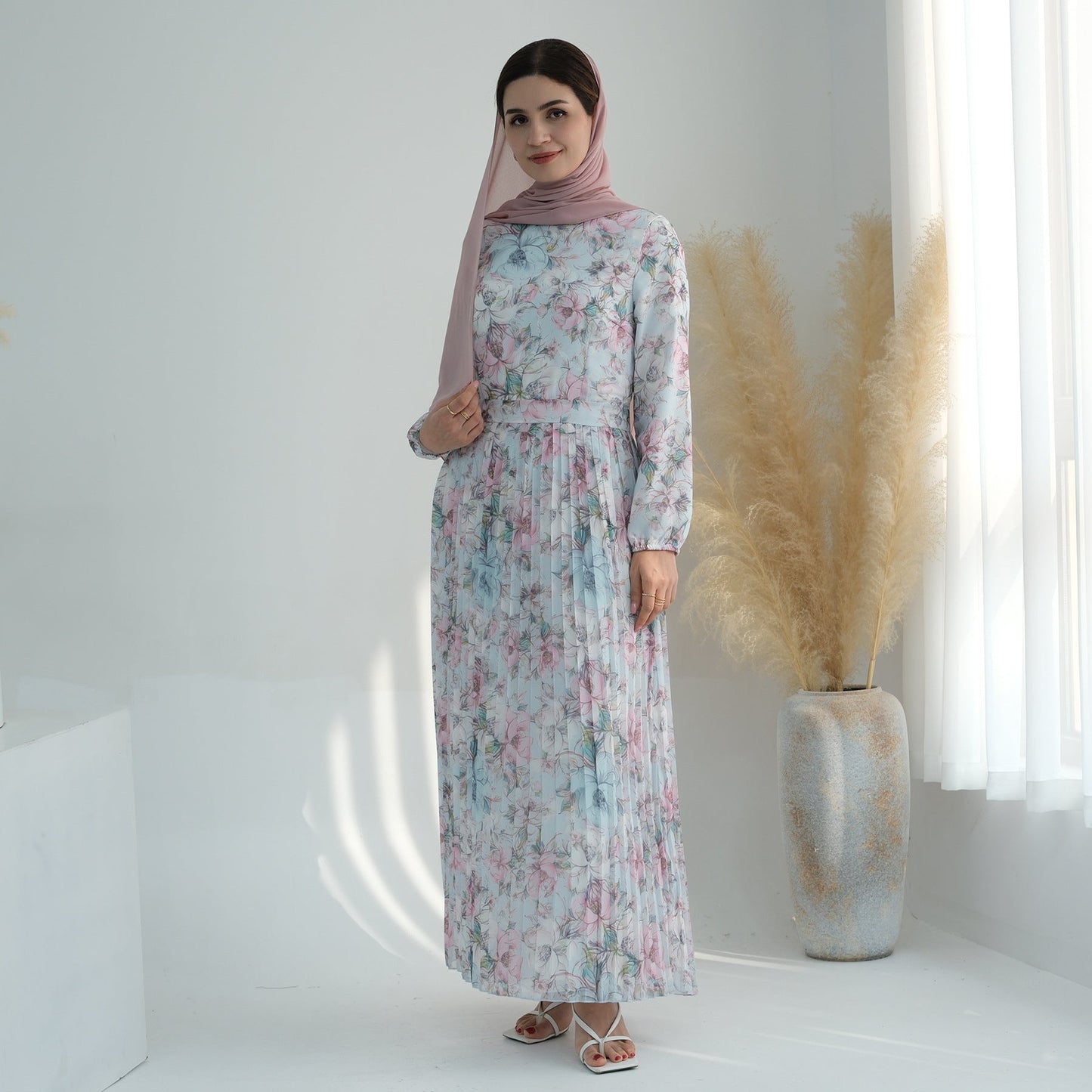 Women's Printed Modest Abaya Maxi Dress