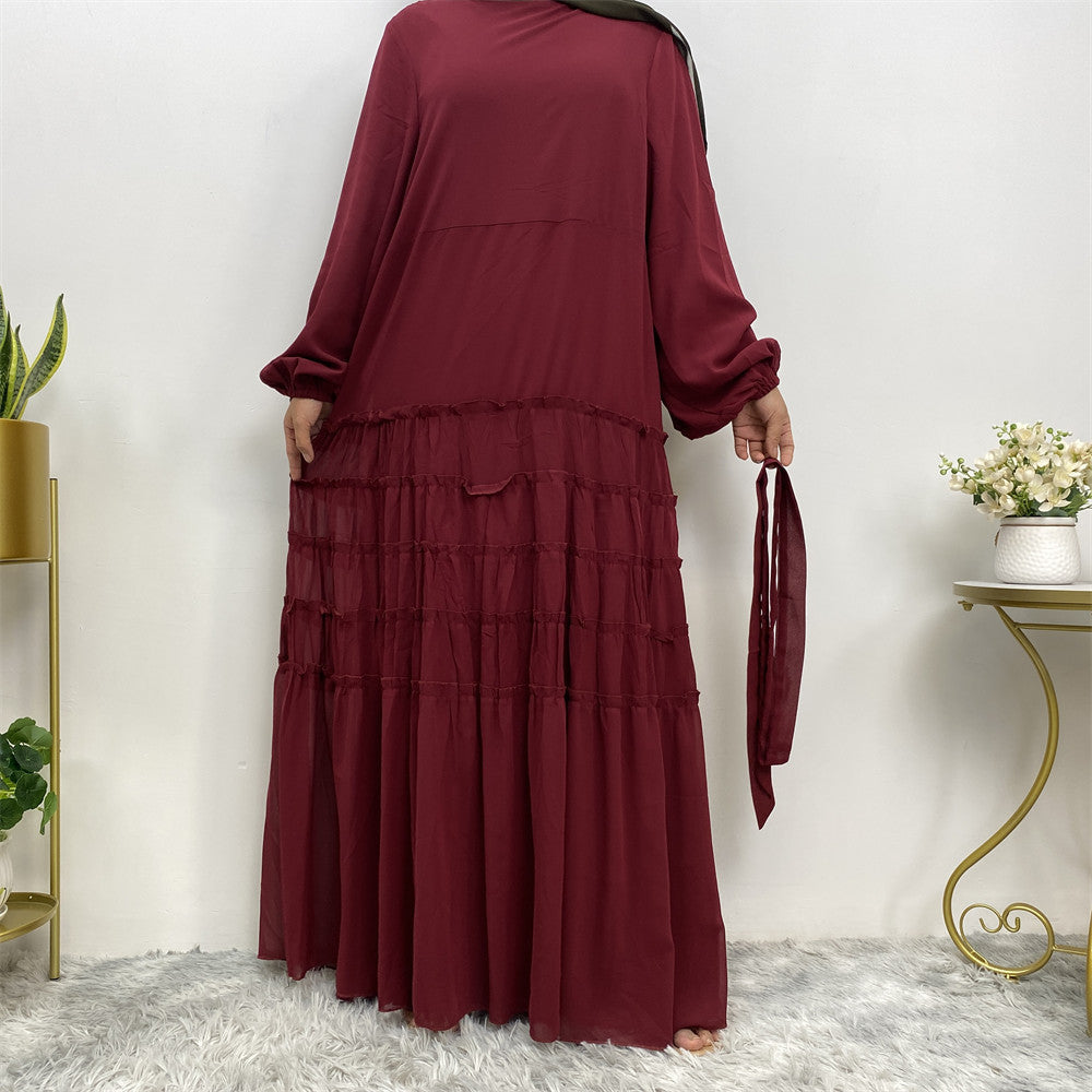 Plain Large Hem Loose Abaya Dress