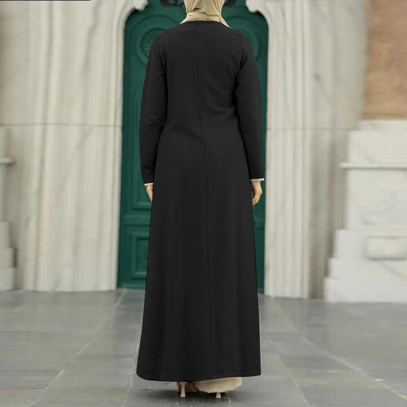 Elegant Solid Color Women's Modest Dress