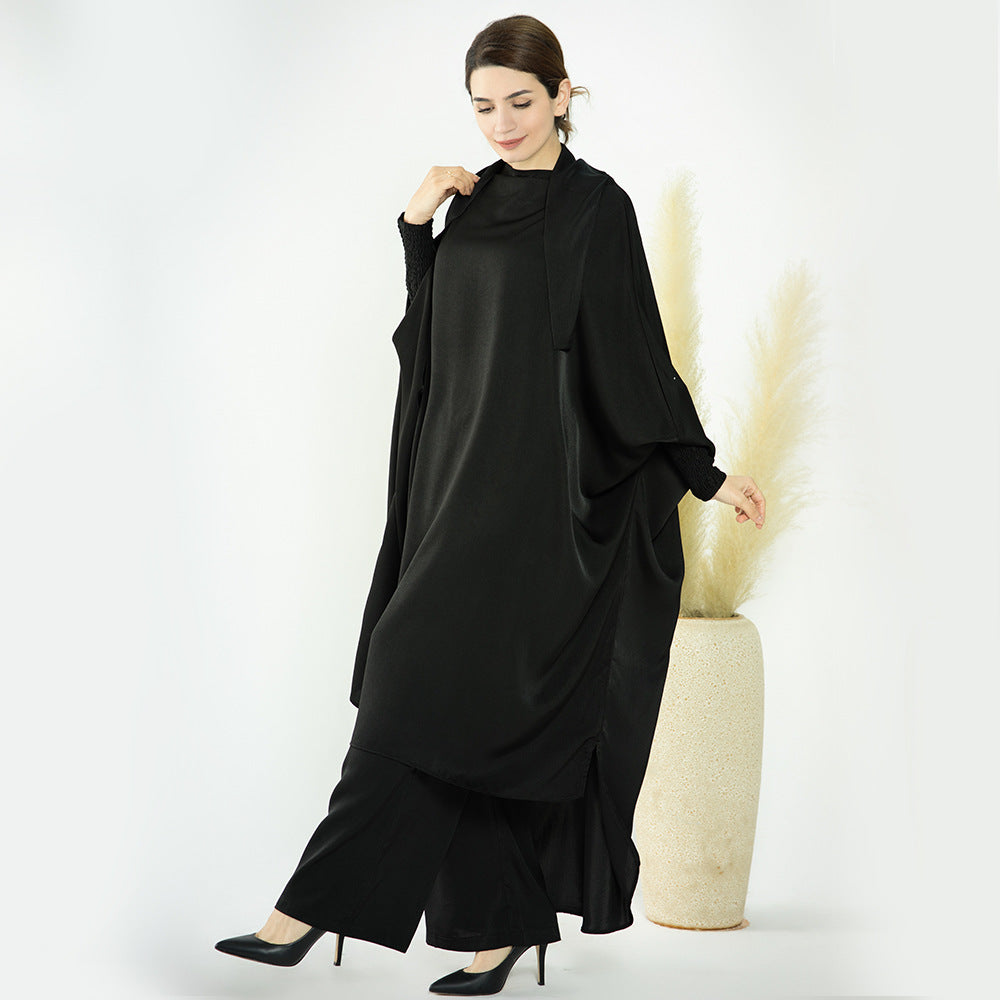 Modest Solid Color Abaya Two-piece Sets