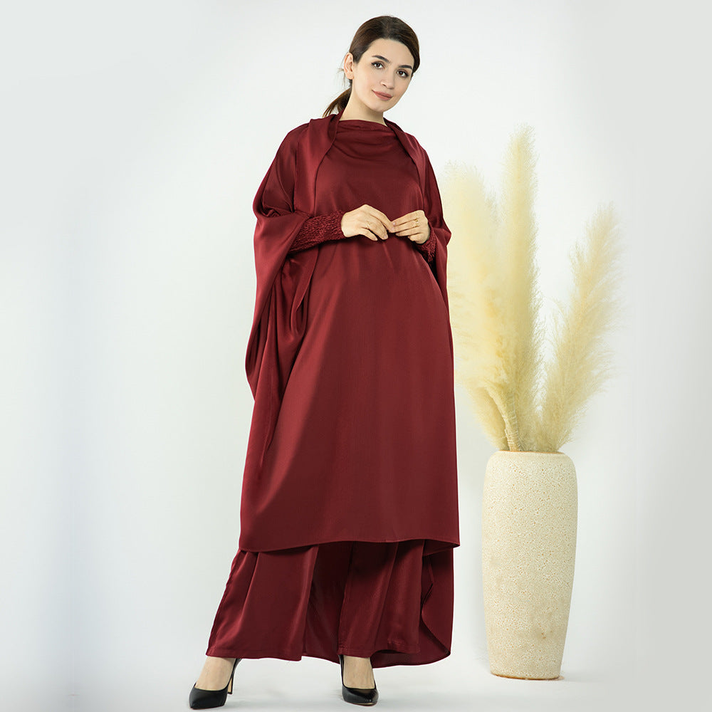 Modest Solid Color Abaya Two-piece Sets