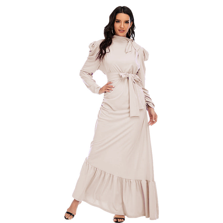 Pleated Stylish Irregular Modest Dress