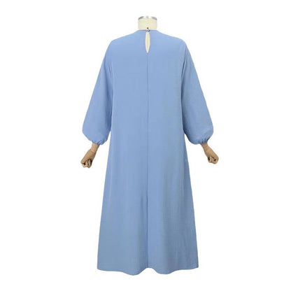 Women's Puff Sleeve Plain Casual Dress