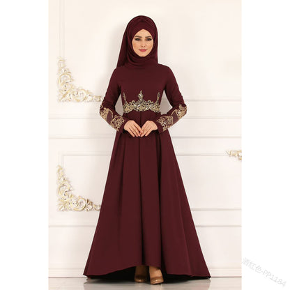 Women's Embroidered Slim Modest Dress