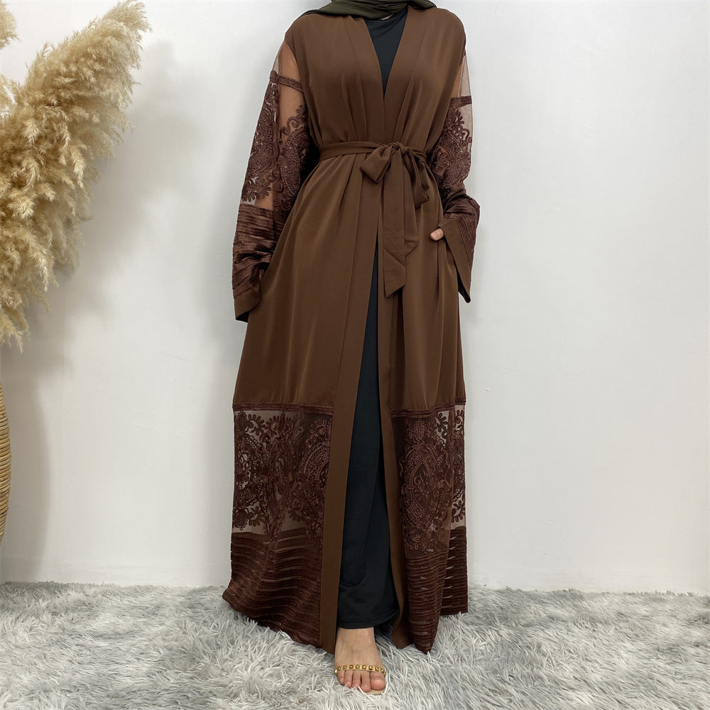 Women's Embroidered Mesh Robe Dress