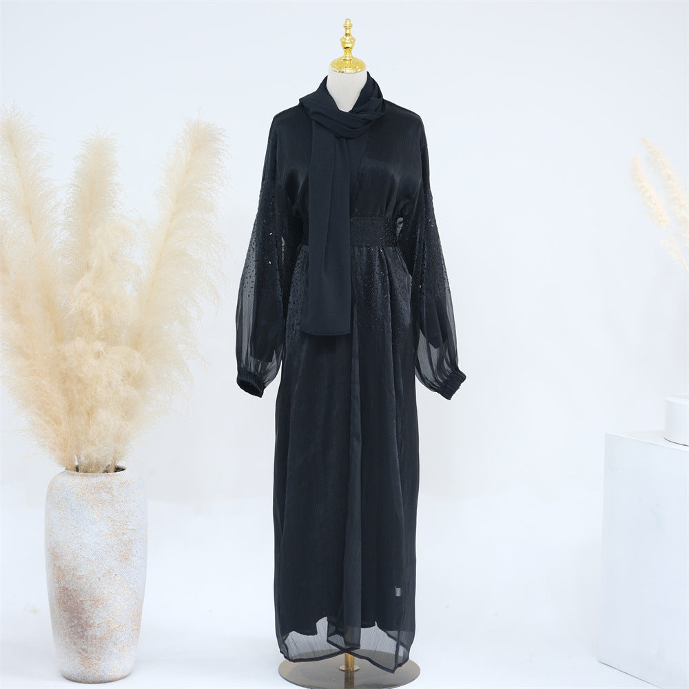 Women's Solid Color Puff Sleeve Robe