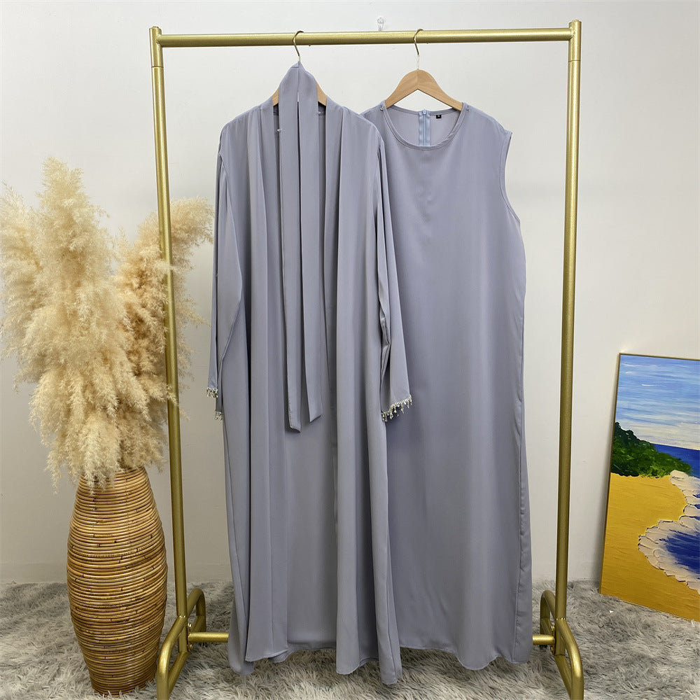 Women's Sleeveless Dress + Elegant Robe Two Piece Sets