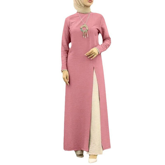 Elegant Solid Color Women's Modest Dress