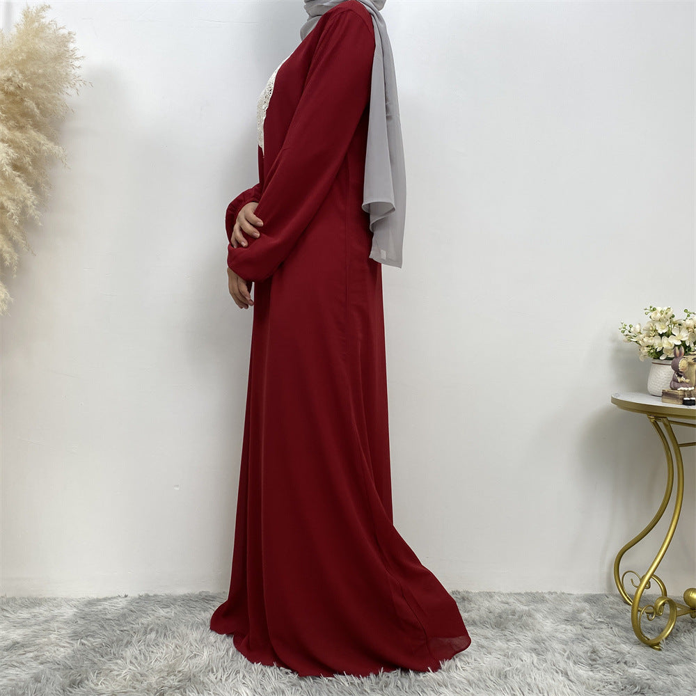 Arabian Embroidery Long Sleeve Abaya Dress