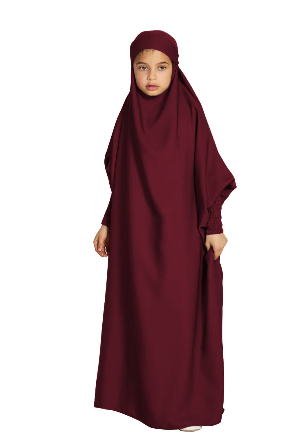 Kids Hooded Bat Sleeve Dress Jilbab