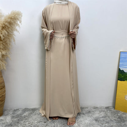 Women's Sleeveless Dress + Elegant Robe Two Piece Sets