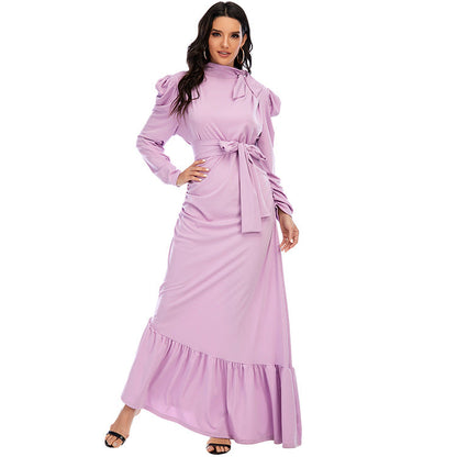 Pleated Stylish Irregular Modest Dress