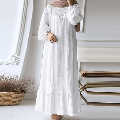 Women's Plain Ruffle Modest Dress