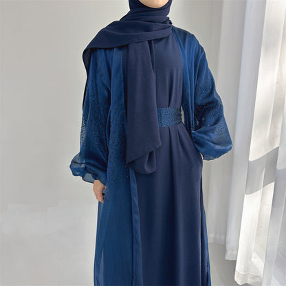 Women's Solid Color Puff Sleeve Robe