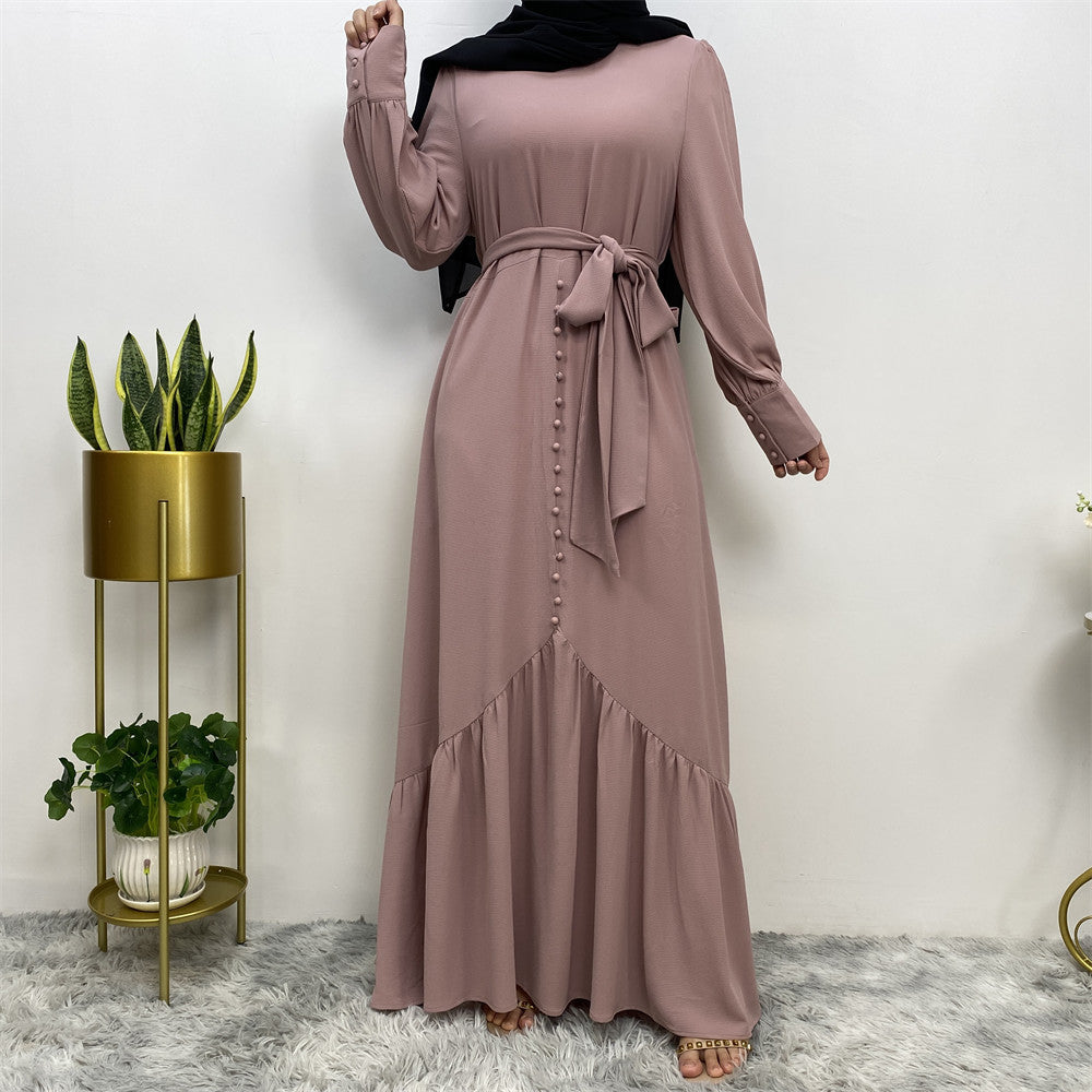 Women's Plain Patchwork Modest Dress