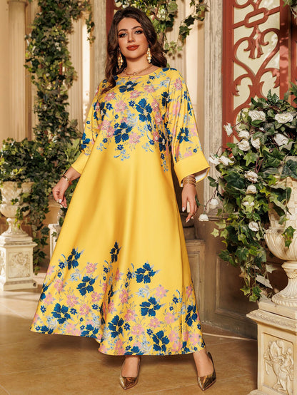 Luxury Floral Pearls Maxi Dress - Yellow