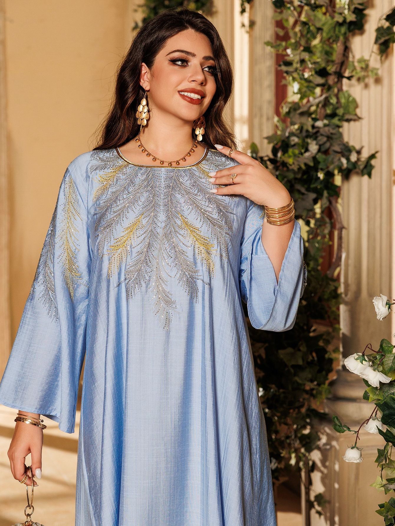 Modest Long Sleeve Islamic Dress - Blue