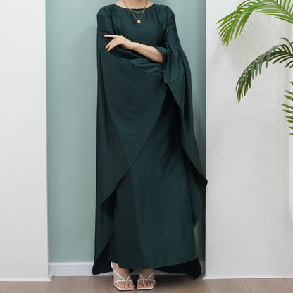 Women's Stretch Satin Modest Abaya Dress