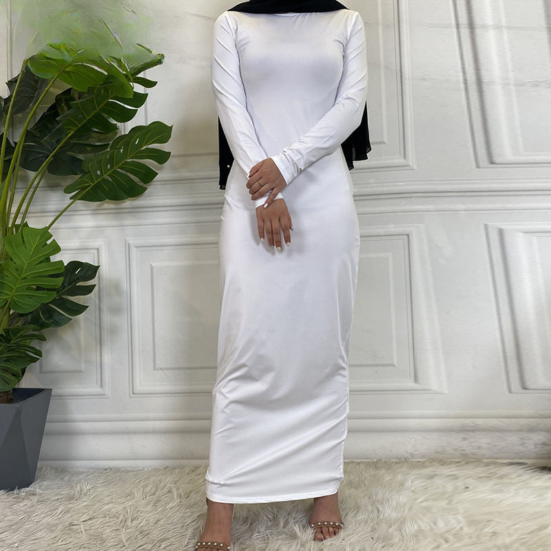 Women's Solid Color Long-sleeved Abaya Dress