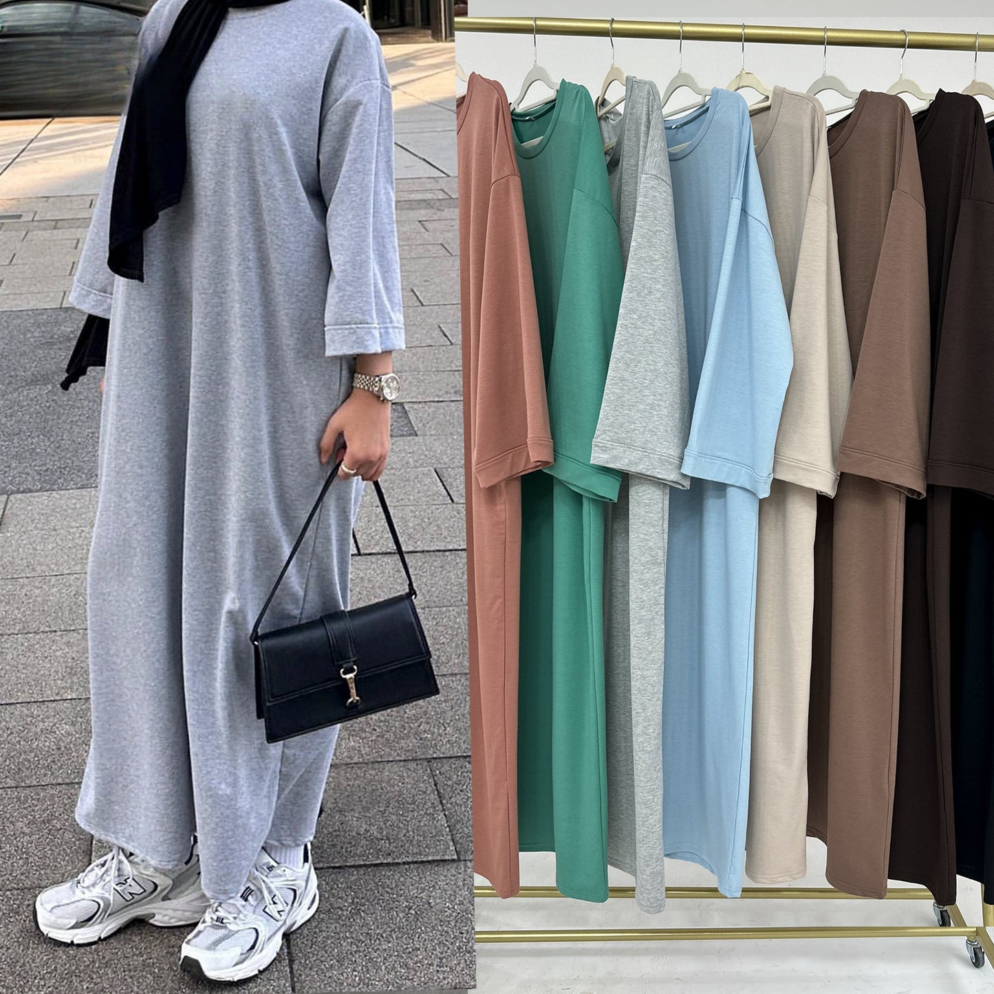 Women's Plain Sweatshirt Abaya Dress