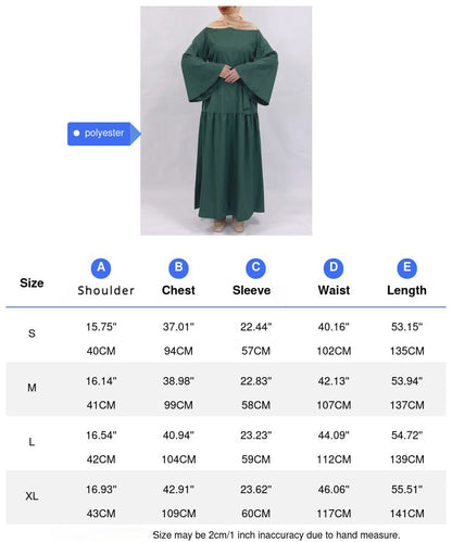 Women's Flared Sleeves Abaya Dress with Belt