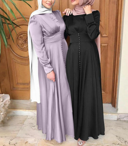 Beaded Elegant Satin Abaya Dress