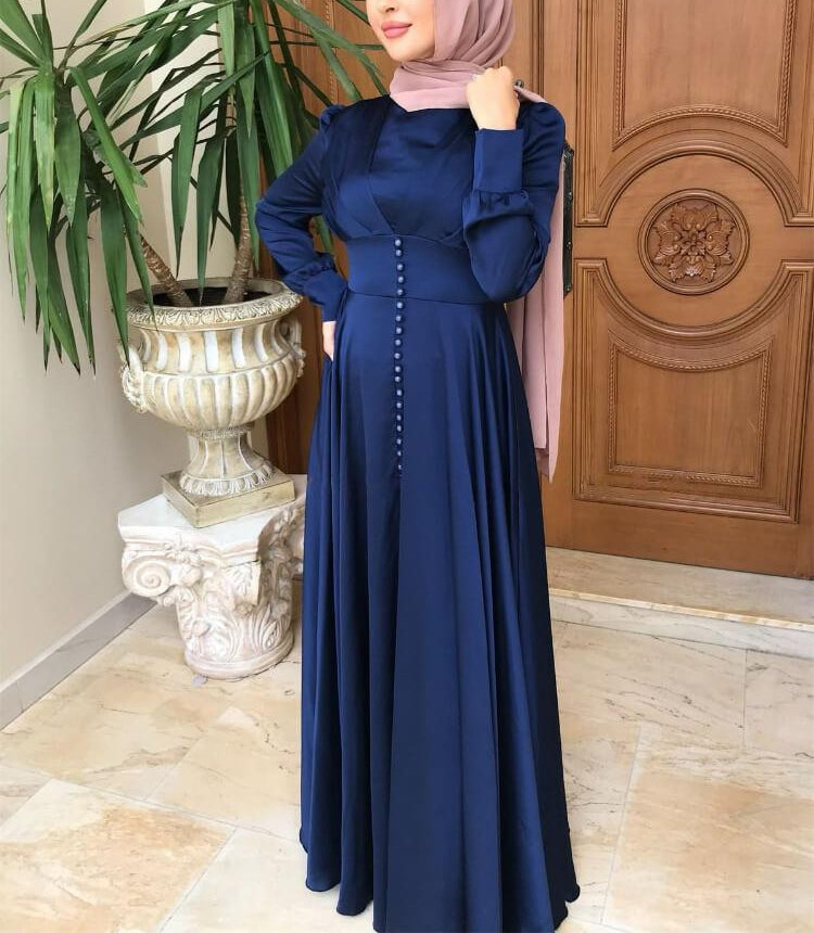 Beaded Elegant Satin Abaya Dress